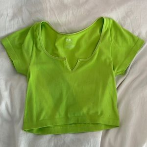 This is a ribbed cropped shirt that has been worn only once.